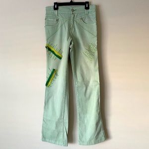 Kuda Women's Sparkling with Zipper Decorative Green Jeans - M - New without Tags